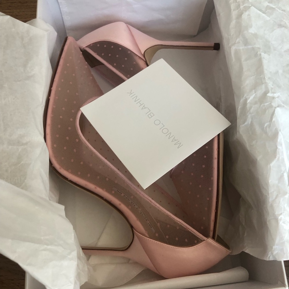 NIB $795 Manolo Blahnik BB Swiss Dot Pointed Toe Pump in Pink - size 10 / 40! - Picture 14 of 16